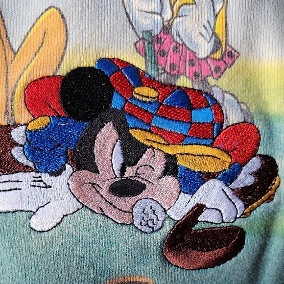 Disney Store Vintage 90's Embroidered Yellow Graphic Sweatshirt Size L - Picture 9 of 10